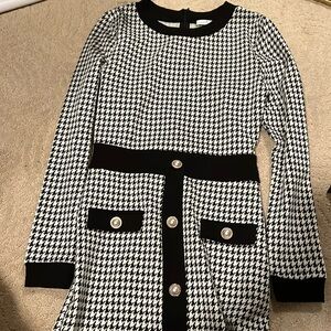 Long sleeve houndstooth dress